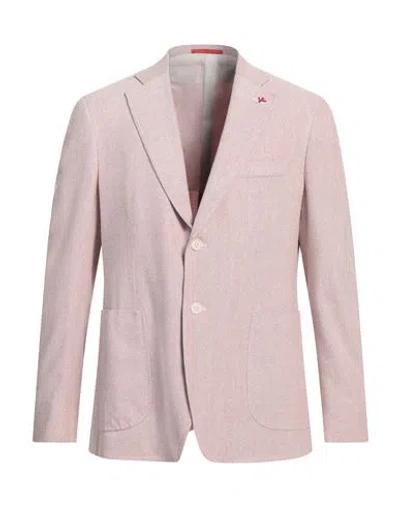 Isaia Man Blazer Brick Size 46 Wool, Silk, Polyamide, Elastane In Red