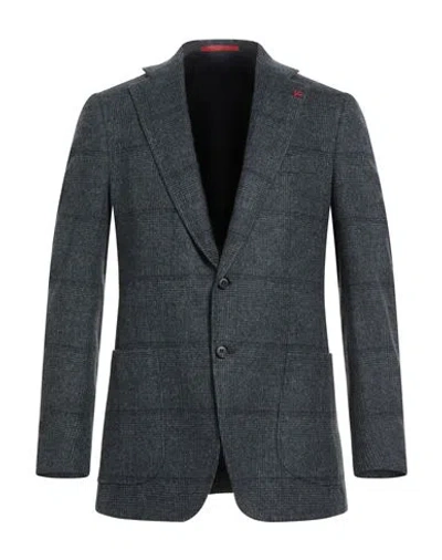 Isaia Man Blazer Bright Blue Size 46 Wool