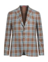 Isaia Man Blazer Brown Size 40 Wool, Silk, Linen In Brown