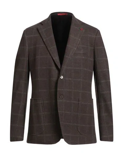 Isaia Man Blazer Brown Size 42 Wool