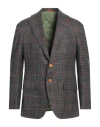 Isaia Man Blazer Brown Size 48 Wool, Silk, Linen In Brown