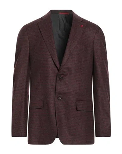 Isaia Man Blazer Burgundy Size 46 Wool, Cashmere In Red