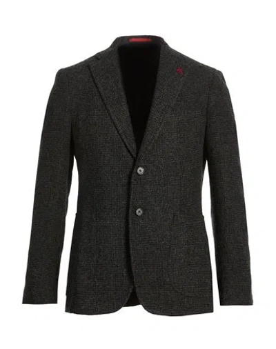 Isaia Man Blazer Charcoal Size 42 Wool, Polyamide In Gray