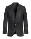 Isaia Man Blazer Charcoal Size 44 Wool In Black