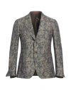 Isaia Man Blazer Charcoal Size 46 Wool, Linen In Grey