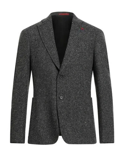 Isaia Man Blazer Charcoal Size 48 Wool In Gray