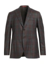 Isaia Man Blazer Chocolate Brown Size 42 Wool In Brown