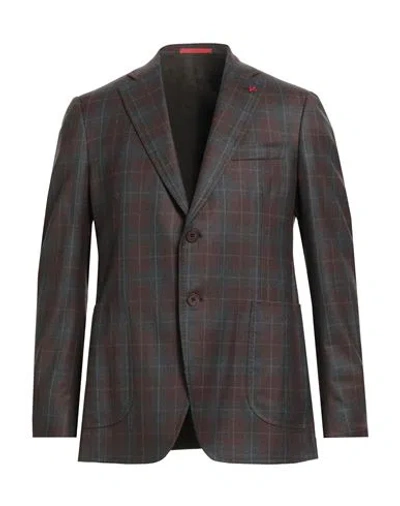 Isaia Man Blazer Chocolate Brown Size 42 Wool