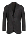 Isaia Man Blazer Dark Brown Size 40 Wool In Black