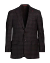 Isaia Man Blazer Dark Brown Size 46 Wool In Brown