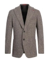 Isaia Man Blazer Dark Brown Size 46 Wool In Gray
