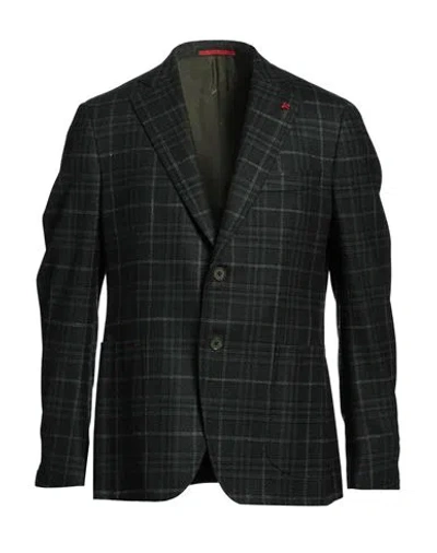 Isaia Man Blazer Green Size 44 Wool, Cashmere In Black