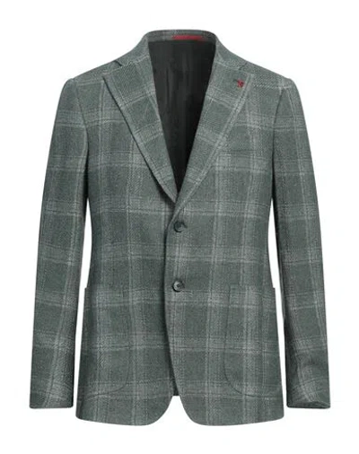 Isaia Man Blazer Green Size 46 Silk, Wool, Linen