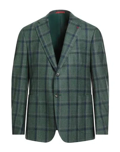 Isaia Man Blazer Green Size 46 Wool