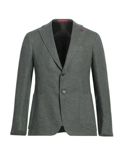 Isaia Man Blazer Green Size 50 Silk, Wool, Linen