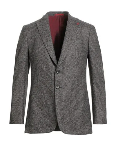 Isaia Man Blazer Lead Size 40 Wool In Gray