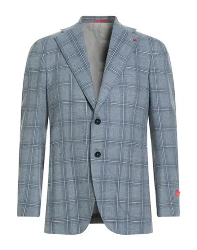 Isaia Man Blazer Light Blue Size 42 Wool, Cashmere
