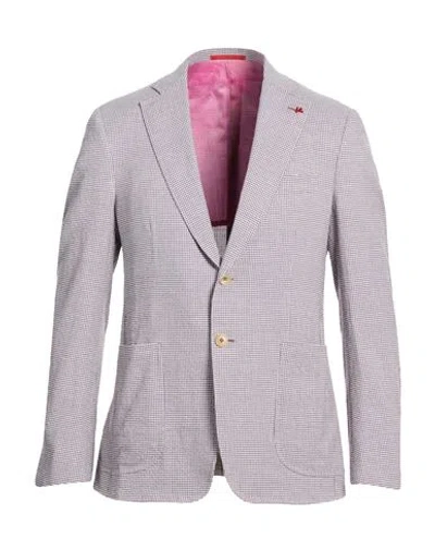 Isaia Man Blazer Lilac Size 46 Wool, Linen, Cotton, Elastane In Purple