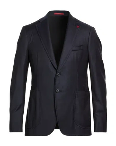 Isaia Man Blazer Midnight Blue Size 42 Wool