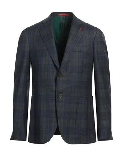 Isaia Man Blazer Midnight Blue Size 44 Wool