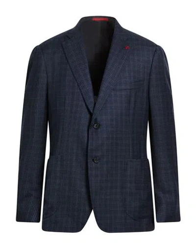 Isaia Man Blazer Midnight Blue Size 50 Wool, Silk