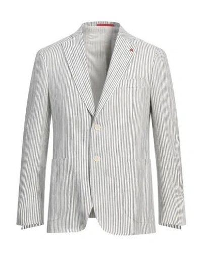 Isaia Man Blazer Military Green Size 40 Linen, Cotton, Silk