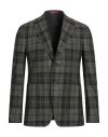 Isaia Man Blazer Military Green Size 44 Wool, Cotton, Cashmere In Gray