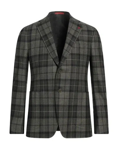 Isaia Man Blazer Military Green Size 44 Wool, Cotton, Cashmere