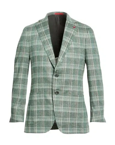 Isaia Man Blazer Military Green Size 46 Silk, Wool