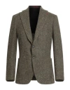 Isaia Man Blazer Military Green Size 48 Wool In Green