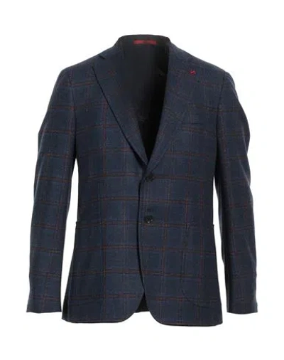 Isaia Man Blazer Navy Blue Size 42 Wool, Cashmere, Silk