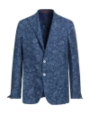 Isaia Man Blazer Navy Size 44 Silk In Navy