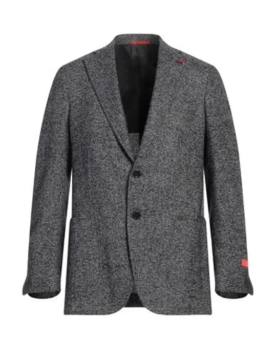 Isaia Man Blazer Navy Size 48 Alpaca Wool, Wool, Polyamide In Gray