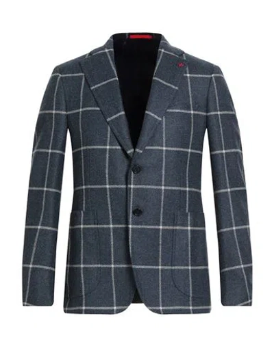 Isaia Man Blazer Navy Size 48 Wool In Blue