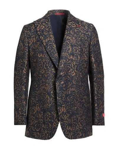 Isaia Man Blazer Navy Size 48 Wool, Silk, Cotton