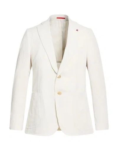 Isaia Man Blazer Off White Size 44 Polyester, Cotton