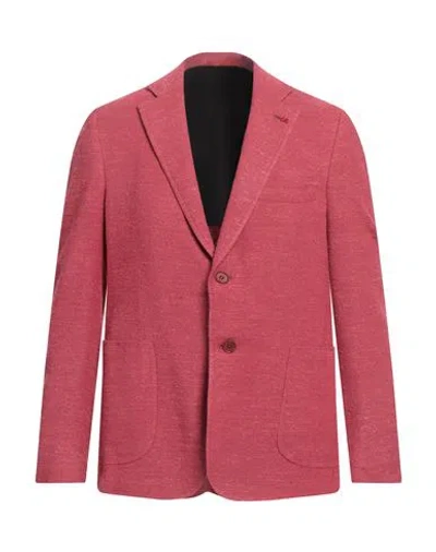 Isaia Man Blazer Red Size 46 Wool, Silk, Polyamide, Elastane