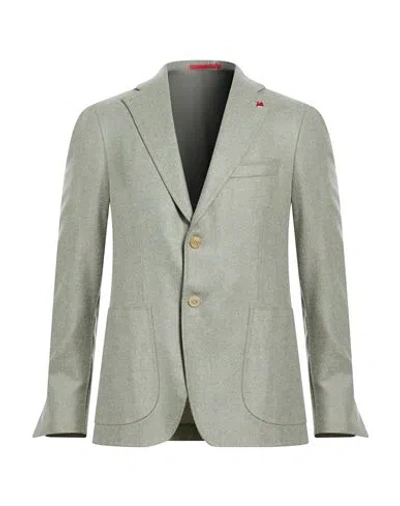 Isaia Man Blazer Sage Green Size 44 Wool