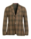 Isaia Man Blazer Sage Green Size 46 Wool In Brown