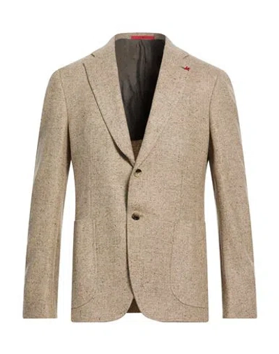 Isaia Man Blazer Beige Size 40 Wool In Neutral