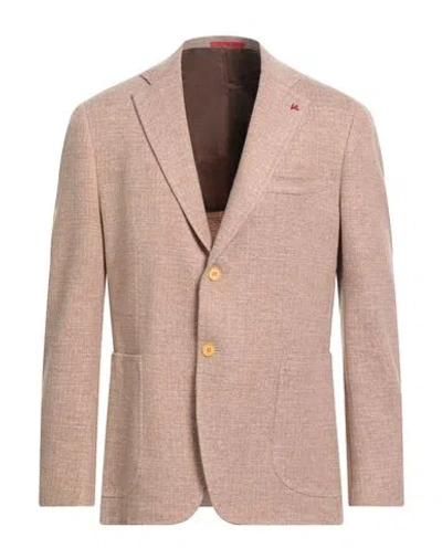 Isaia Man Blazer Sand Size 46 Wool In Pink