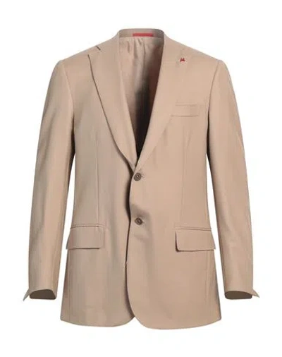 Isaia Man Blazer Sand Size 46 Wool In Beige