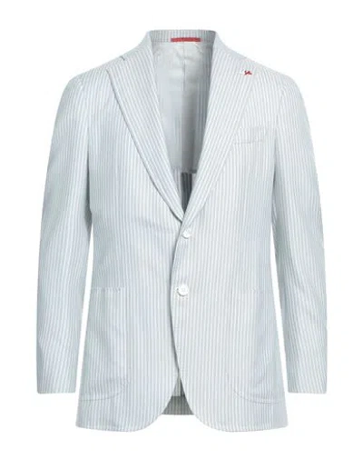 Isaia Man Blazer Sky Blue Size 46 Silk, Cashmere, Wool