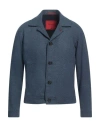 Isaia Man Blazer Slate Blue Size 46 Cotton, Wool, Polyamide, Elastane In Blue
