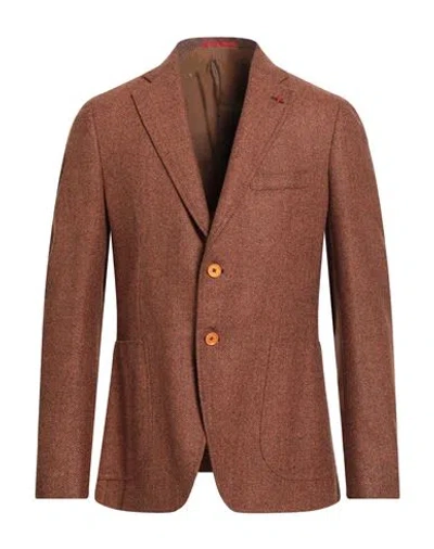 Isaia Man Blazer Tan Size 46 Wool, Cashmere In Brown