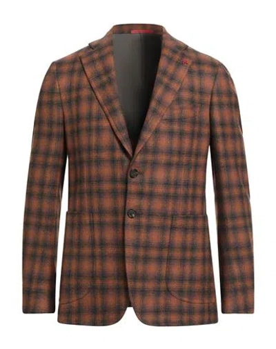 Isaia Man Blazer Tan Size 46 Wool, Cashmere In Brown