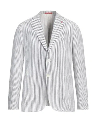 Isaia Men's Striped Linen-blend Blazer In White