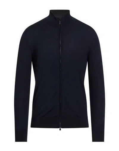 Isaia Man Cardigan Midnight Blue Size Xxl Wool In Black