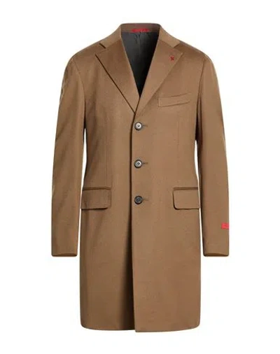 Isaia Man Coat Camel Size 38 Wool In Brown