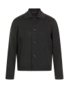 Isaia Man Coat Charcoal Size 44 Wool, Cashmere In Black